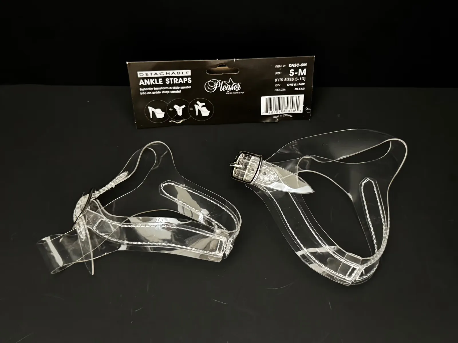 Clear ankle straps for heels in their packaging